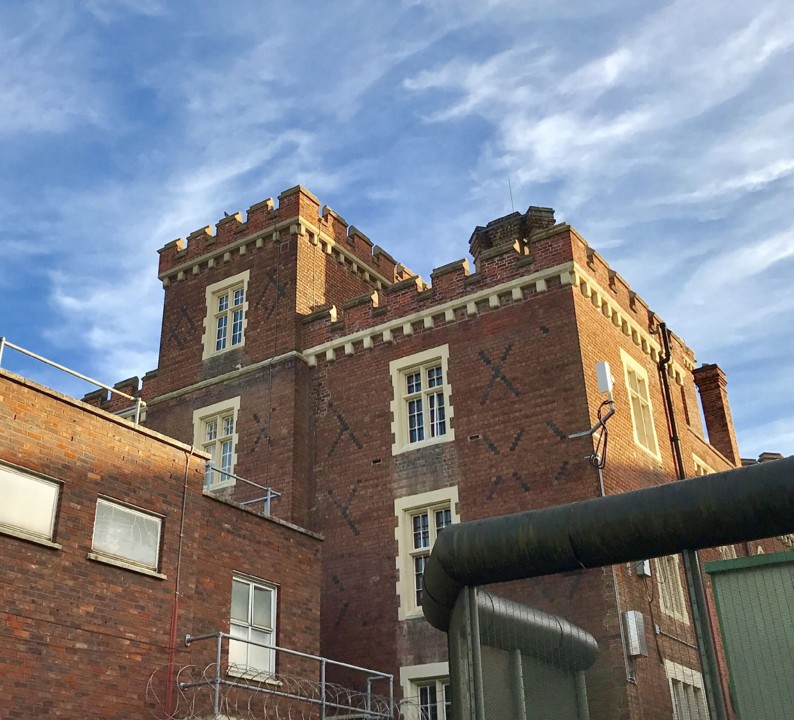 Historic prison entrance gatehouse at HMP establishment